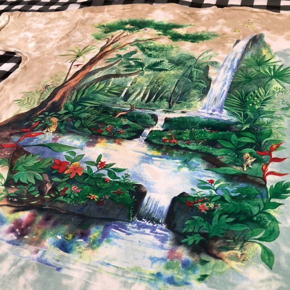 Rainforest 1991 Liquid Blue Vintage All Over Tie T - Picture 6 of 11